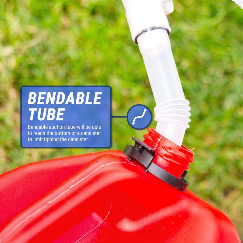 TERA PUMP Durable Manual Fuel Transfer Pump Siphon, Hand Siphon Pump for Gasoline, Diesel, Light Oils, Kerosene, Non-Potable Water, Transfer 3.2 GPM, Flexible Suction Tube, Portable & Easy to Use - Image 5